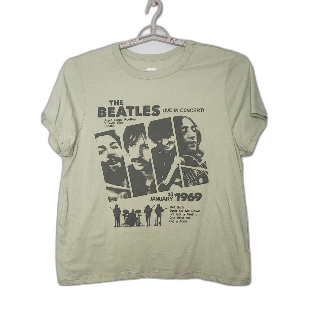 The Beatles Light Green Live In Concert Short Sleeve T Shirt Size XXL